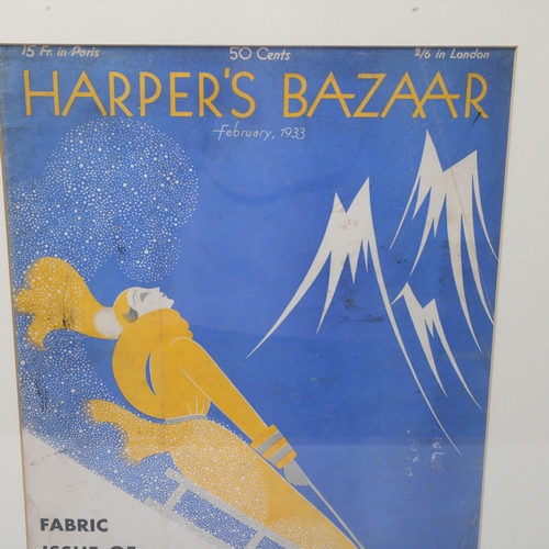 115 - Harper's Bazaar lithograph cover February 1933, together with 5 other advertising prints (6), framed