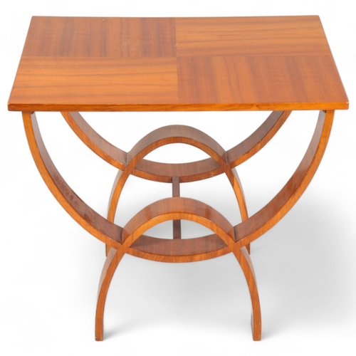 136 - Art Deco walnut rectangular occasional table, with quarter veneer top, 58cm x 41cm, height 53cm