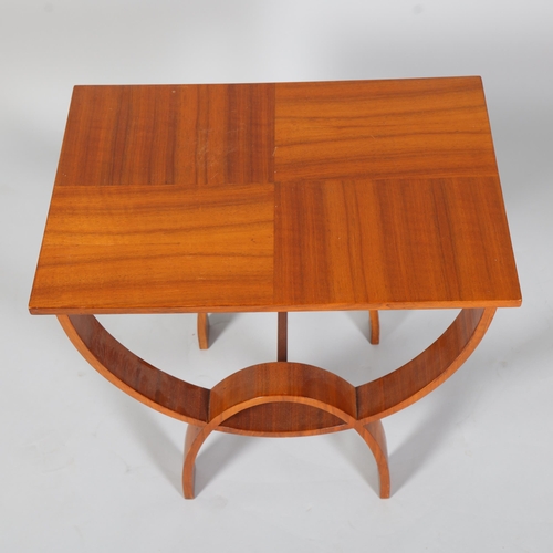 136 - Art Deco walnut rectangular occasional table, with quarter veneer top, 58cm x 41cm, height 53cm