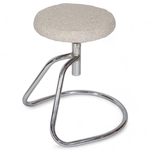 282 - A mid-century modernist cantilever tubular steel height-adjustable stool, height 49cm