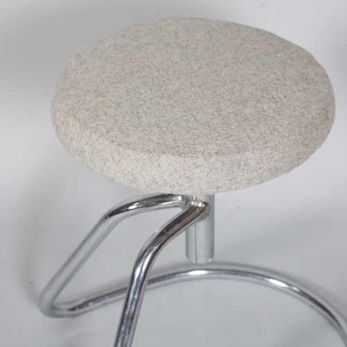 282 - A mid-century modernist cantilever tubular steel height-adjustable stool, height 49cm