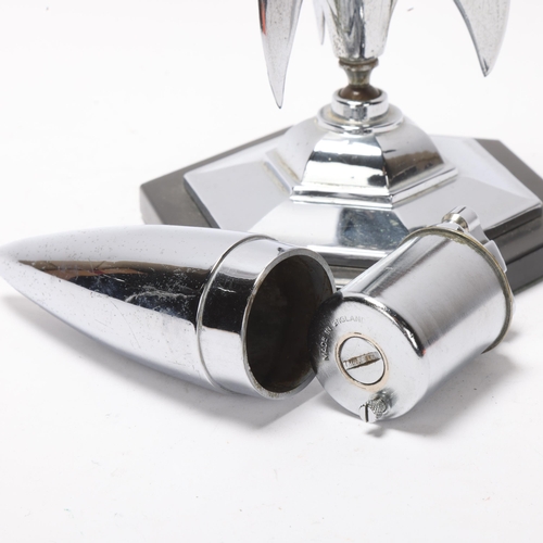 22 - Art Deco chrome rocket table lighter, mounted on a ball joint, with removeable tip, no maker's marks... 