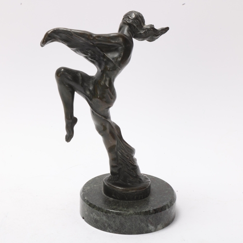 24 - Max le Verrier (1891 - 1973), Isa, patinated bronze car mascot on circular marble base, signed, heig... 