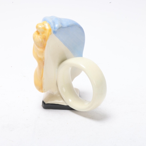 33 - Beswick Art Deco napkin ring in the form of a lady's head, height 7.5cm