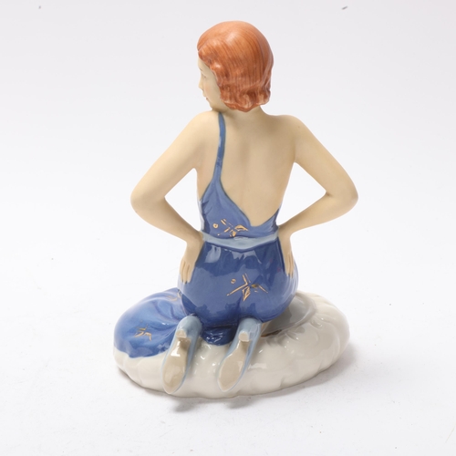 44 - Royal Dux Art Deco porcelain kneeling girl, height 16cm