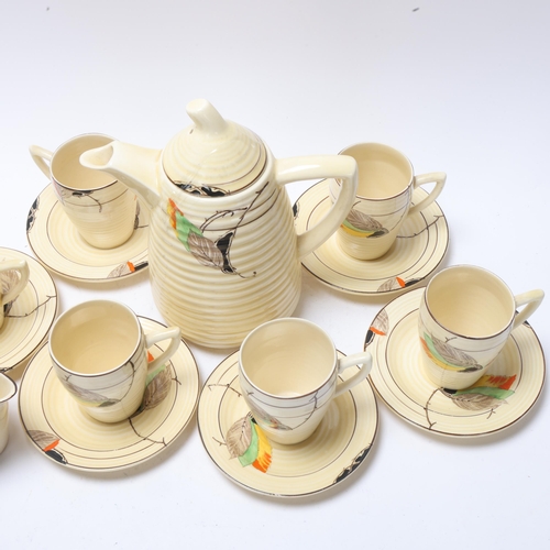 50 - Royal Staffordshire pottery Honeyglaze coffee service for 6 people, coffee pot height 18cm