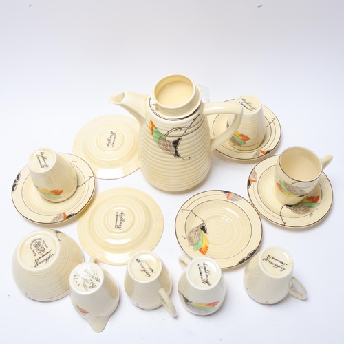 50 - Royal Staffordshire pottery Honeyglaze coffee service for 6 people, coffee pot height 18cm