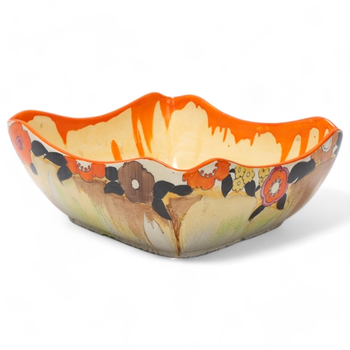 67 - Clarice Cliff Bizarre Art Deco square fruit bowl, width 20cm