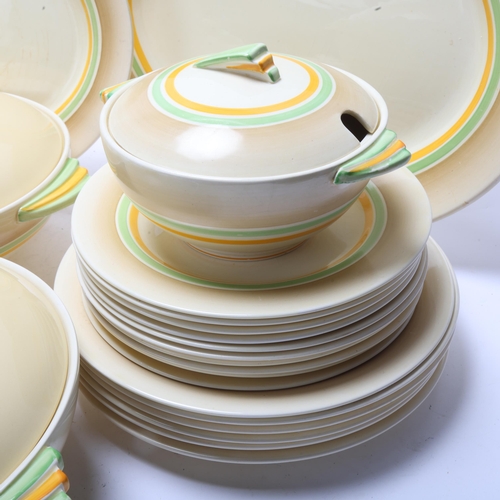 77 - Wedgwood Art Deco banded dinner service, including 2 pairs of tureens and covers, 2 graduated meat p... 