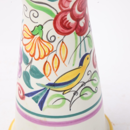 253 - A Poole Pottery waisted vase, traditional ware with bird decoration, makers stamp and decorators 