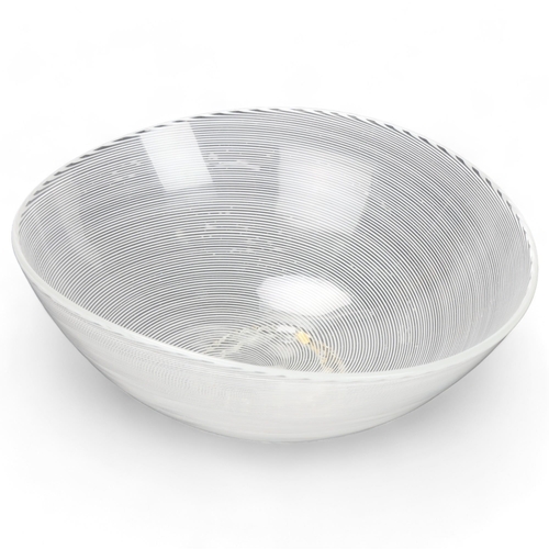 275 - DINO MARTENS for Aureliano Toso, Murano, a white threads ‘filigrana’ oval bowl on gold inlay foot, M... 