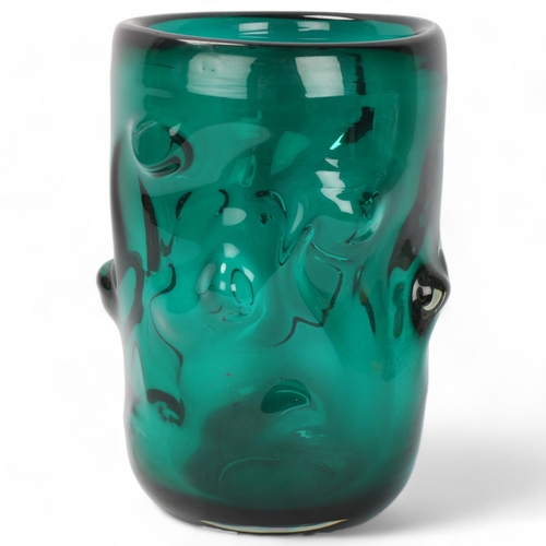 325 - MARK PARRISH for Whitefriars, and green glass knobbly vase, height 23.5cm