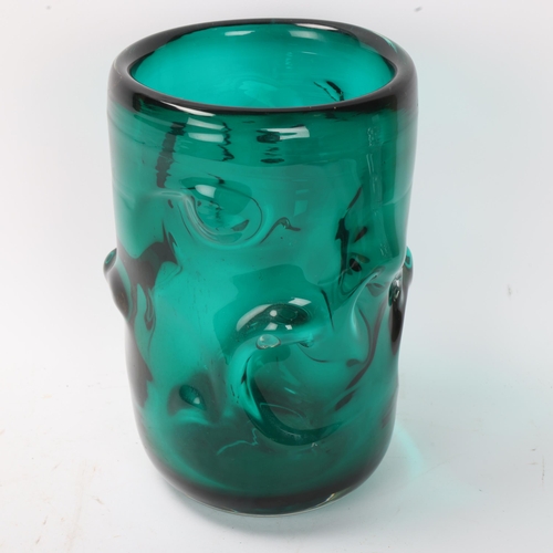 325 - MARK PARRISH for Whitefriars, and green glass knobbly vase, height 23.5cm