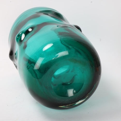 325 - MARK PARRISH for Whitefriars, and green glass knobbly vase, height 23.5cm