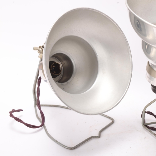 331 - 3 mid-century aluminium photography studio lights, no makers marks, shade diameter 18cm