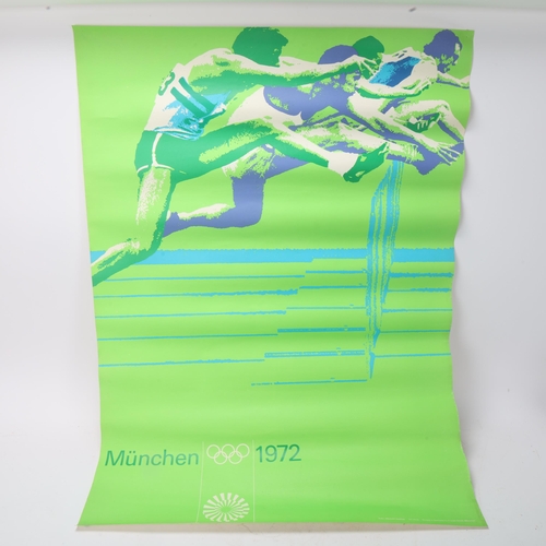 334 - 2 1972 Munich Olympic lithograph posters, Hurdlers by Albrecht Gaebele both printed by Mandruck Munc... 