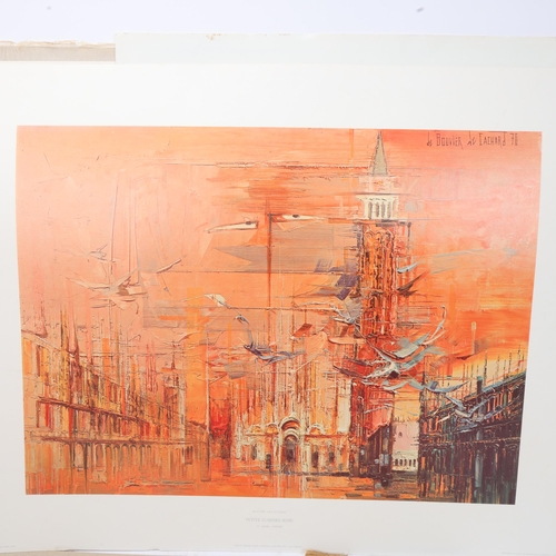 348 - 4 mid-century print of Venice, de Bouvier de Cachard, dated 1970, one signed in pencil and numbered ... 