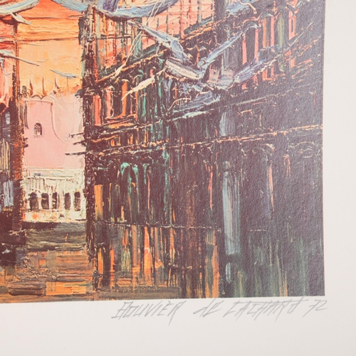 348 - 4 mid-century print of Venice, de Bouvier de Cachard, dated 1970, one signed in pencil and numbered ... 