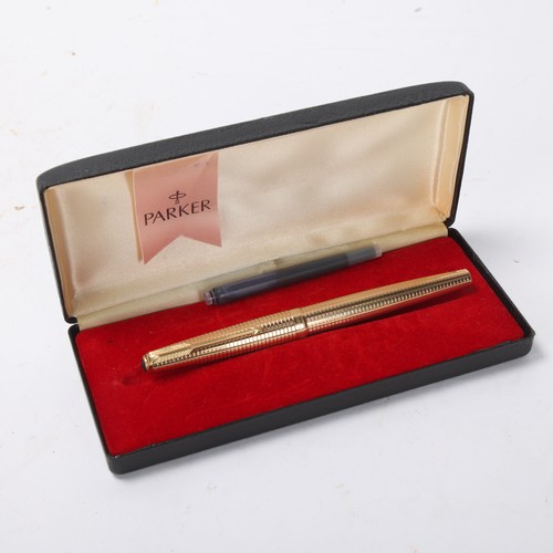 646 - A Parker Sonnet fountain pen, marked 1/512ct rolled gold, in original box