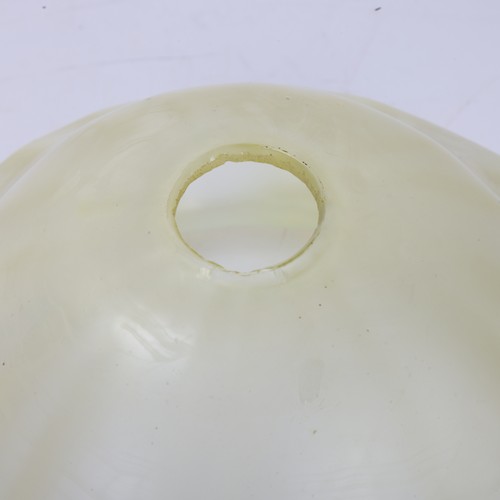 89 - Art Nouveau vaseline glass shade with frilled edge, diameter 19.5cm