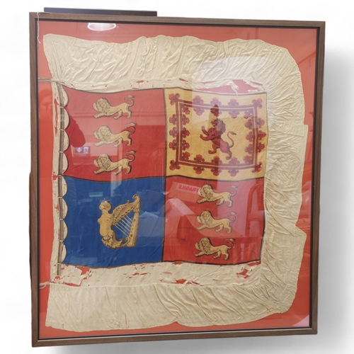 855 - A military Standard in modern frame, circa 1837, overall frame dimensions 129cm x 117cm