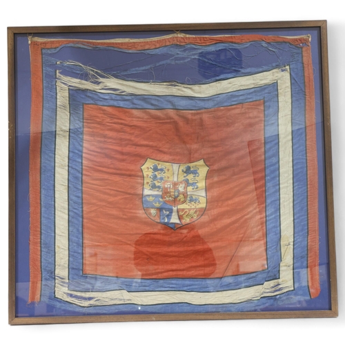 856 - A Greek Royal Standard, in modern frame, overall frame dimensions 77cm x 77cm