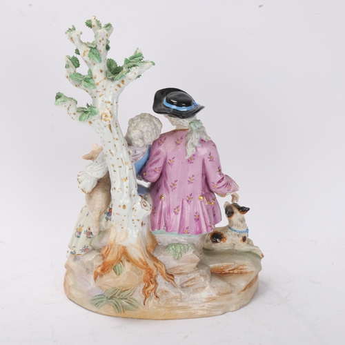 860 - 19th century Meissen porcelain group, depicting a couple under a tree, height 25cm