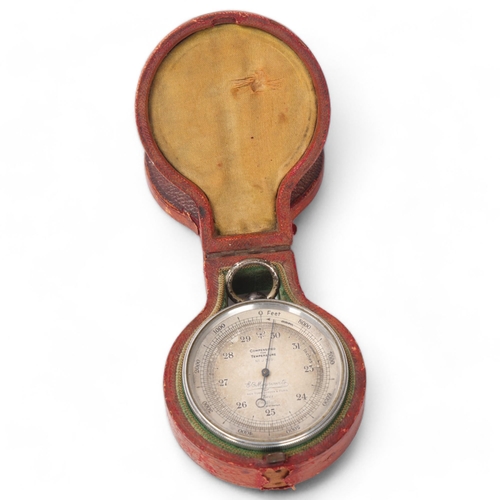 872 - A combination travelling pocket double-sided barometer thermometer and compass, by Meyrowitz of New ... 