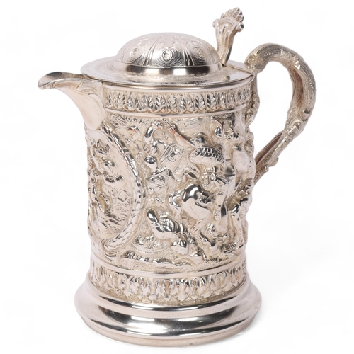 723 - CANADIAN MILITARY INTEREST - 19th century electroplate lidded trophy, decorated with relief cavalry ... 