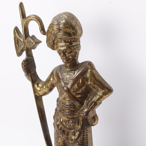 758 - Victorian gilt-brass doorstop in the form of a Scot's Guard, height 33cm