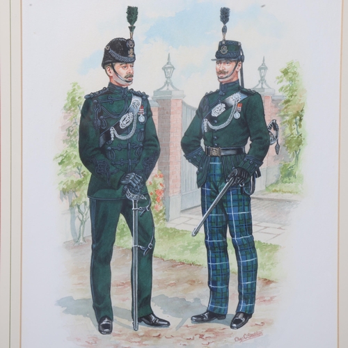 787 - Officers Of The Royal Irish Rifles and The Cameronians (Scottish Rifles) 1905, original watercolour ... 