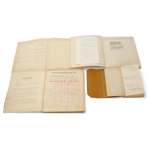 789 - 3 Pilot's flying log books, Second World War Period 1938 - 1942, for E D V Williams, and RAF pocket ... 