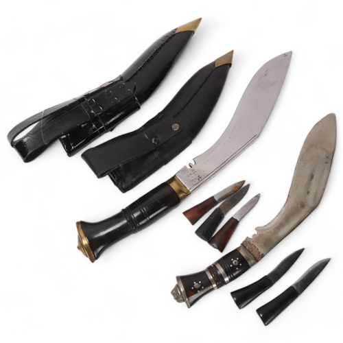 790 - 2 Gurkha kukri knives with leather scabbards