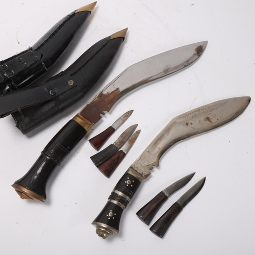 790 - 2 Gurkha kukri knives with leather scabbards