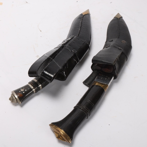 790 - 2 Gurkha kukri knives with leather scabbards