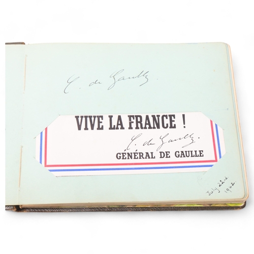 794 - Charles de Gaulle (1890 - 1970), original autograph dated July 22nd 1942, in leather autograph album... 