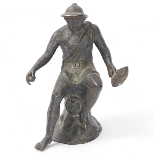 799 - Grand Tour Period bronze sculpture of an Italian fisherman, in the manner of the Pompeii Bronzes, he... 