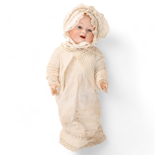 801 - A porcelain-headed baby doll, by Schmidt, Franz & Co, Georgenthal, mould no. 1272, composition limbs... 