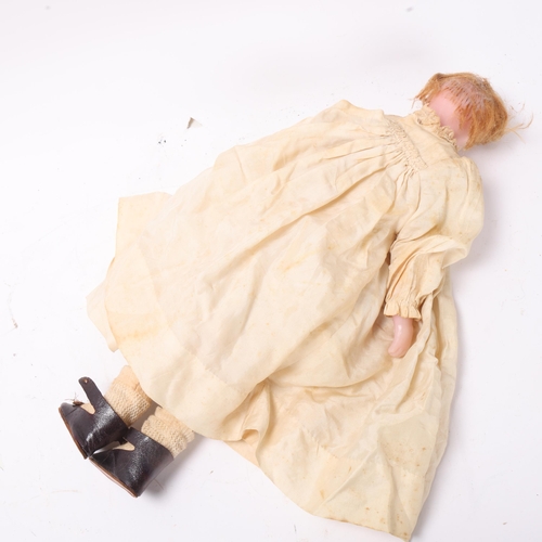 802 - Victorian wax doll with wax limbs and original clothes, length 39cm