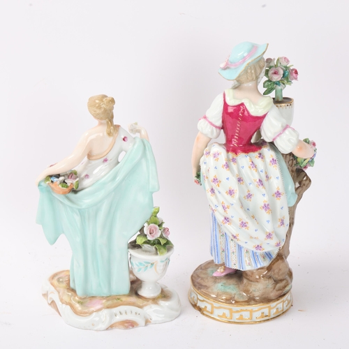 823 - 19th century Meissen porcelain figure of a flower girl, height 17cm, and a Continental porcelain Cla... 