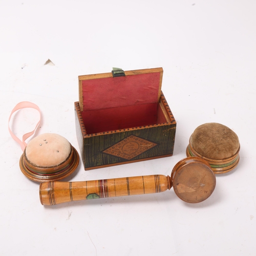 835 - A group of 4 early 19th century Whitewood items, comprising a travelling chamber stick labelled 