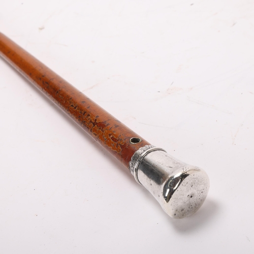 846 - A Georgian unmarked silver-handled Malacca walking cane, and a rootwood cane (2)