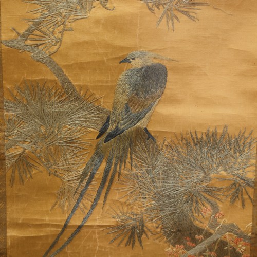 887 - A Chinese silk embroidered scroll