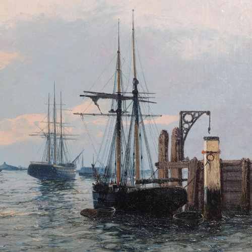 1002 - Edwin Fletcher (1857 - 1945), busy harbour scene, oil on canvas, signed, 51cm x 76cm, framed