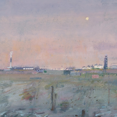 1004 - M Starr, moon over Dungeness, oil on board, signed, 60cm x 60cm, framed