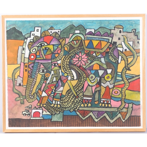 Alan Davie (1920 - 2014), Elephant (Opus G2102), 1989, gouache, signed, 71cm x 57cm, framed, provenance: Gimpel Fils London