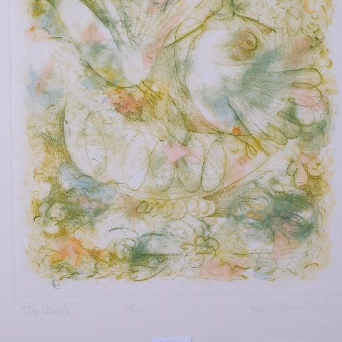 1025 - Kenneth Townsend (1931 - 1999), Birdbath, drypoint etching/watercolour, artist's proof, signed in pe... 