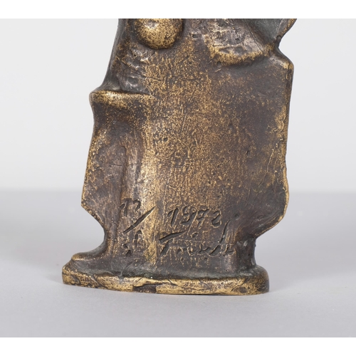 1030 - Circle of Elisabeth Frink (1930 - 1993), abstract chess piece, bronze sculpture, signed and dated 19... 