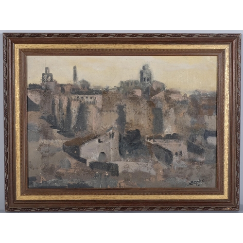 1031 - Jose Beulas (1921 - 2017), Continental hilltop village, oil on board, signed and dated '52, 31cm x 4... 