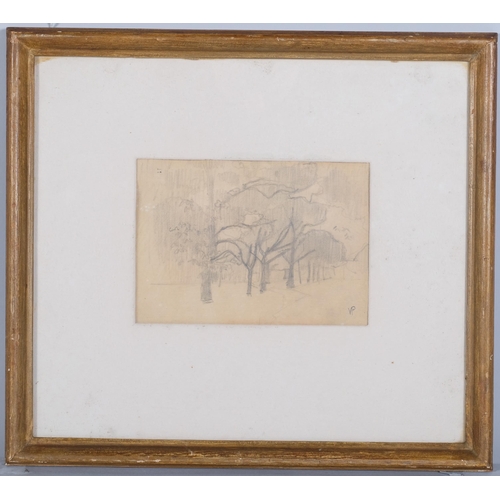 1032 - Victor Pasmore (1908 - 1998), Trees, pencil drawing, signed with monogram, 12cm x 17cm, framed, prov... 